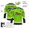 Custom Neon Green Vintage USA Flag Black-Cream Hockey Lace Neck Jersey