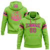 Custom Stitched Neon Green Pink-Black Football Pullover Sweatshirt Hoodie