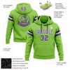 Custom Stitched Neon Green Purple-White Football Pullover Sweatshirt Hoodie