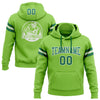 Custom Stitched Neon Green Kelly Green-White Football Pullover Sweatshirt Hoodie