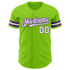 Custom Neon Green White-Purple Authentic Baseball Jersey