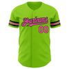 Custom Neon Green Pink-Black Authentic Baseball Jersey