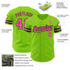 Custom Neon Green Pink-Black Authentic Baseball Jersey