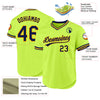 Custom Neon Green Navy-Gold Authentic Throwback Baseball Jersey