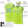 Custom Neon Green Light Blue-White Authentic Throwback Basketball Jersey