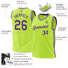 Custom Neon Green Purple-White Authentic Throwback Basketball Jersey