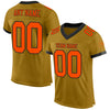 Custom Old Gold Orange-Black Mesh Authentic Football Jersey