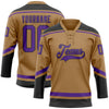 Custom Old Gold Purple-Black Hockey Lace Neck Jersey