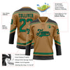 Custom Old Gold Kelly Green-Black Hockey Lace Neck Jersey