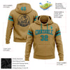 Custom Stitched Old Gold Teal-Black Football Pullover Sweatshirt Hoodie