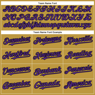 Custom Old Gold Purple-Black Authentic Baseball Jersey