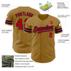 Custom Old Gold Red-Navy Authentic Baseball Jersey