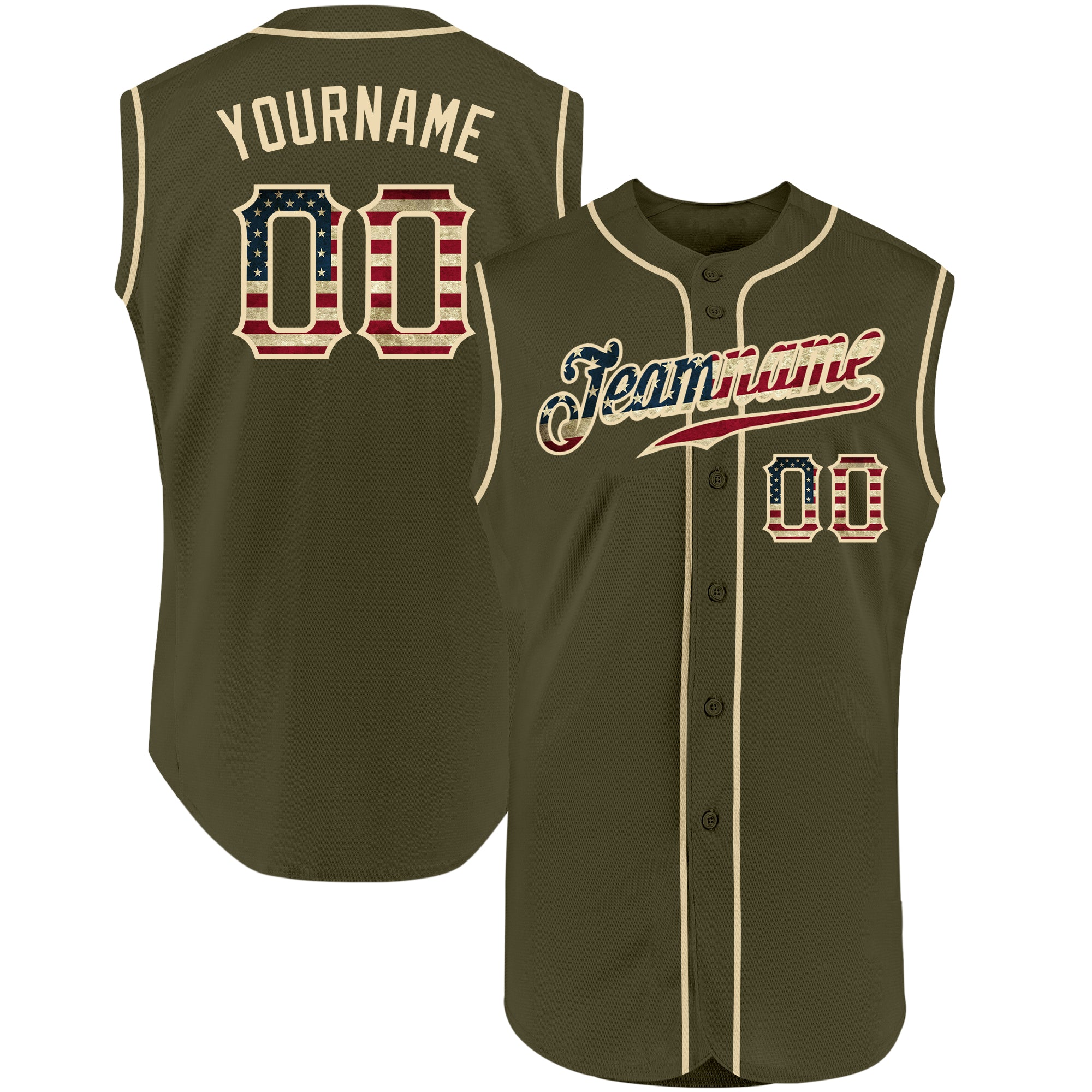 Custom Cream Red-Kelly Green Authentic Sleeveless Baseball Jersey