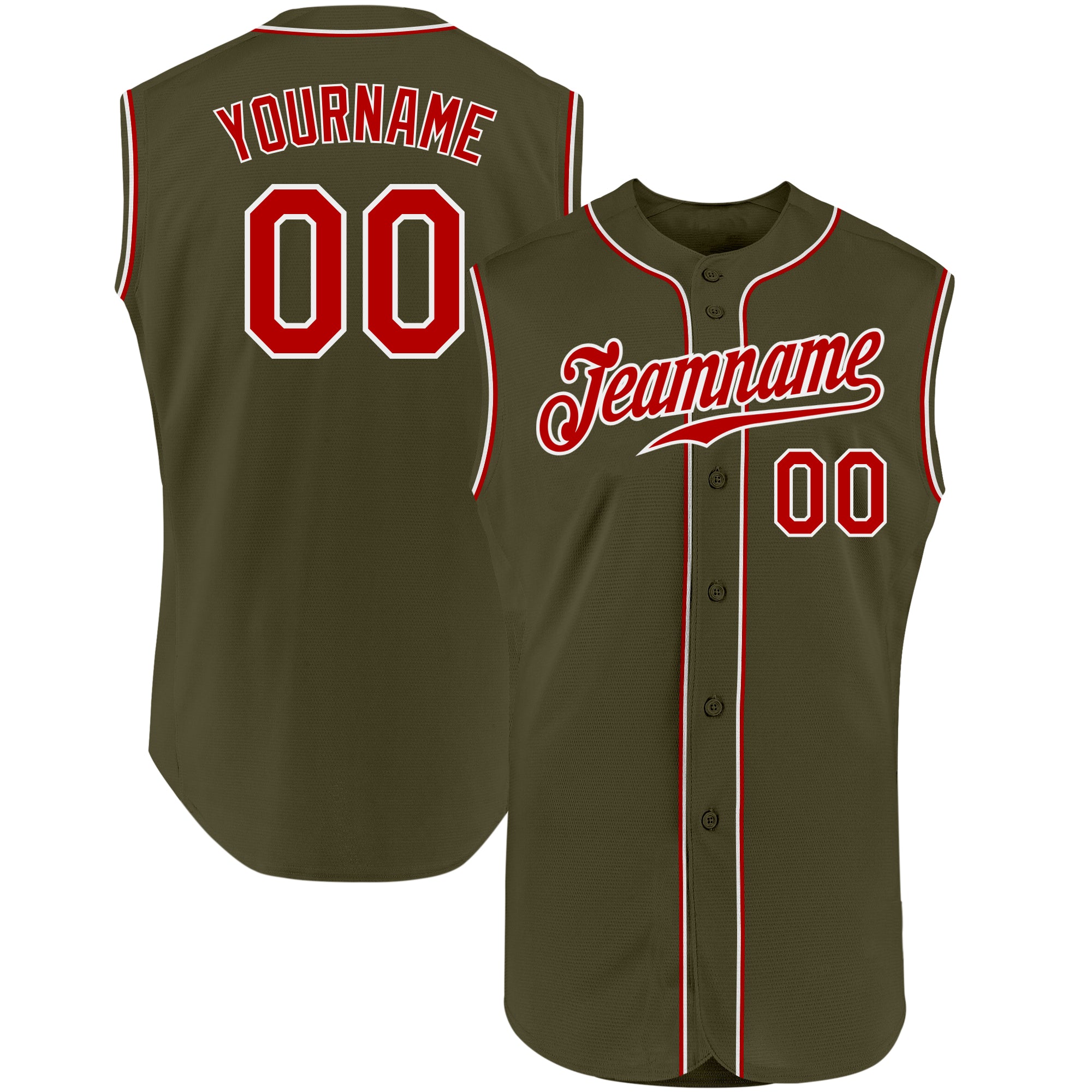 Custom Olive Red-Black Authentic Salute To Service Baseball Jersey