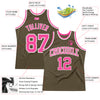 Custom Olive Pink-White Authentic Throwback Salute To Service  Basketball Jersey