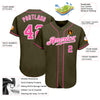 Custom Olive Pink-White Authentic Salute To Service Baseball Jersey