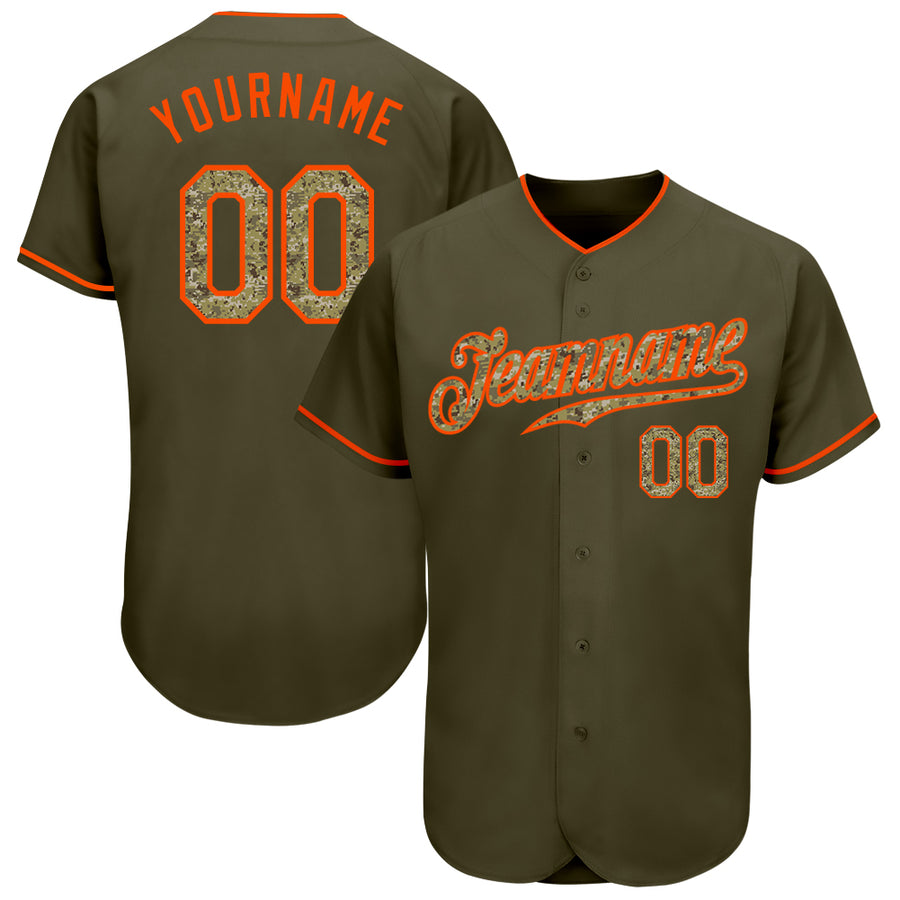 Custom Camo Orange-Black Authentic Baseball Jersey Free Shipping