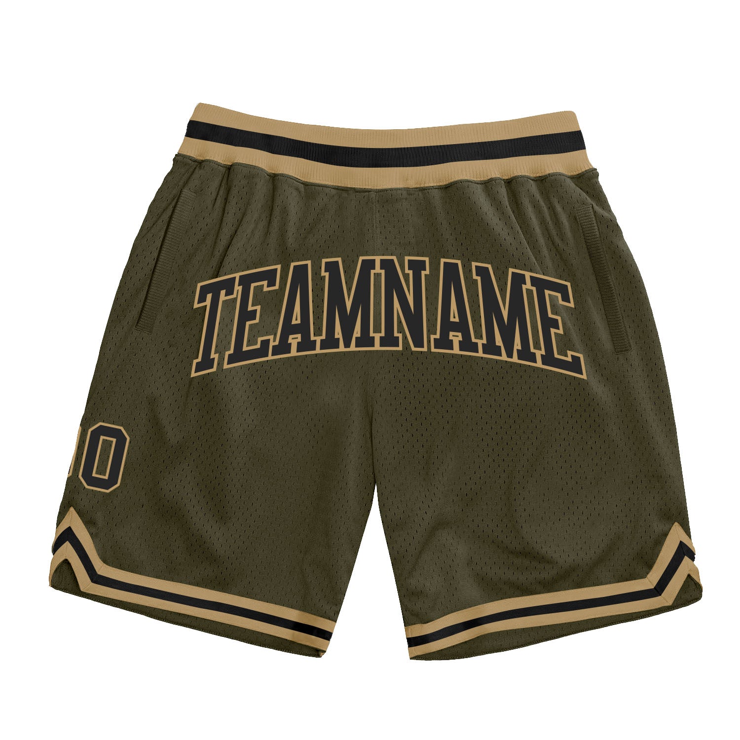 Custom Olive Black-Old Gold Authentic Throwback Salute To Service Basketball Shorts