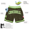 Custom Olive Neon Green-White Authentic Throwback Salute To Service Basketball Shorts