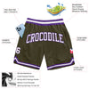 Custom Olive White-Purple Authentic Throwback Salute To Service Basketball Shorts