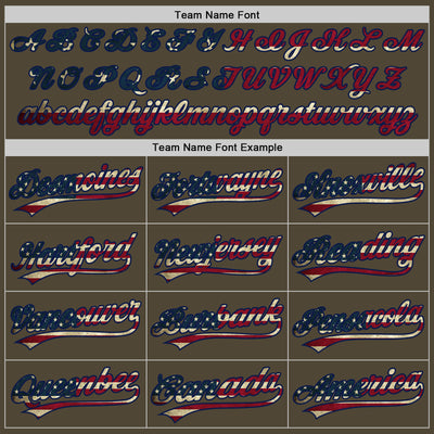 Custom Olive Vintage USA Flag-Navy Authentic Salute To Service Baseball Jersey