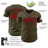 Custom Olive Red-Black Authentic Salute To Service Baseball Jersey