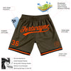 Custom Olive Orange-Black Authentic Throwback Salute To Service Basketball Shorts