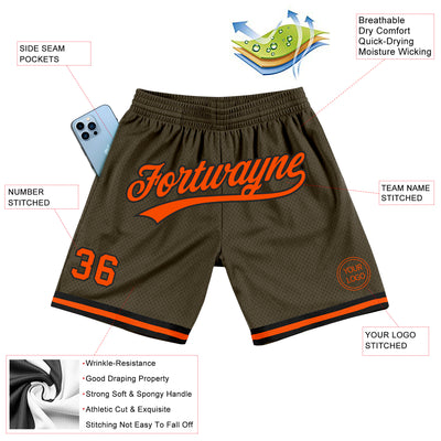 Custom Olive Orange-Black Authentic Throwback Salute To Service Basketball Shorts