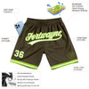 Custom Olive White-Neon Green Authentic Throwback Salute To Service Basketball Shorts