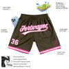 Custom Olive White-Pink Authentic Throwback Salute To Service Basketball Shorts