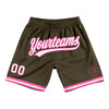 Custom Olive White-Pink Authentic Throwback Salute To Service Basketball Shorts