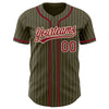 Custom Olive City Cream Pinstripe Crimson Authentic Salute To Service Baseball Jersey