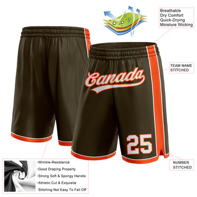 Custom Olive White-Orange Authentic Salute To Service Basketball Shorts