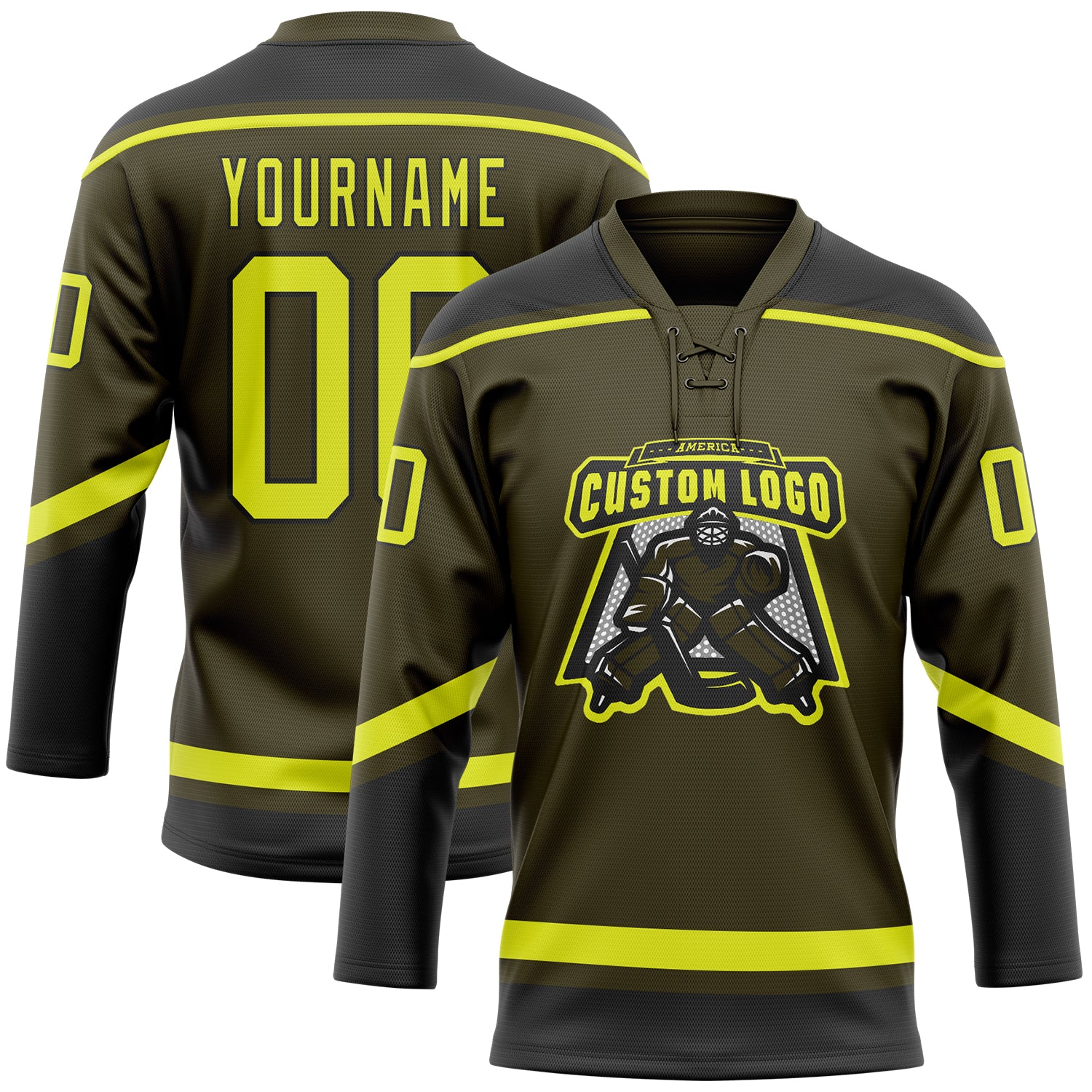 Custom Olive Football Jersey Neon Yellow-Black Mesh Authentic Salute To  Service - FansIdea