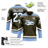 Custom Olive White-Light Blue Salute To Service Hockey Lace Neck Jersey