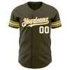 Custom Olive White-Old Gold Authentic Salute To Service Baseball Jersey