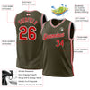 Custom Olive Red-White Authentic Throwback Salute To Service Basketball Jersey