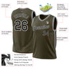 Custom Olive Black-White Authentic Throwback Salute To Service Basketball Jersey