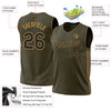 Custom Olive Black-Old Gold Authentic Throwback Salute To Service Basketball Jersey