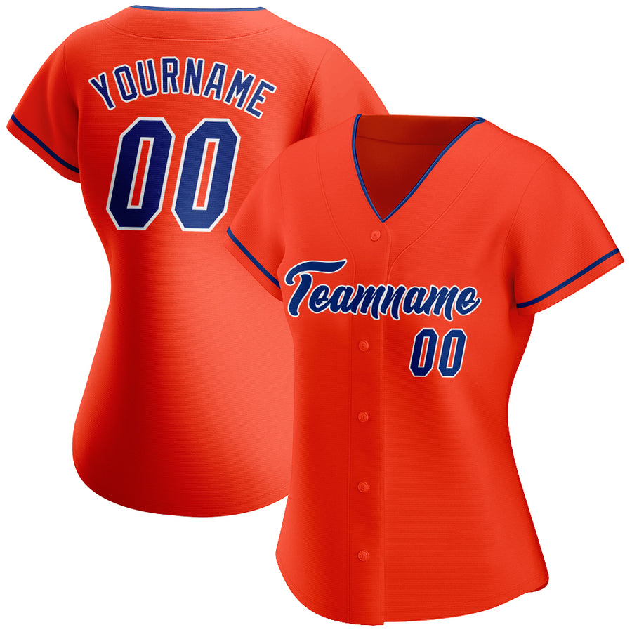 Custom Orange Royal-White Authentic Baseball Jersey