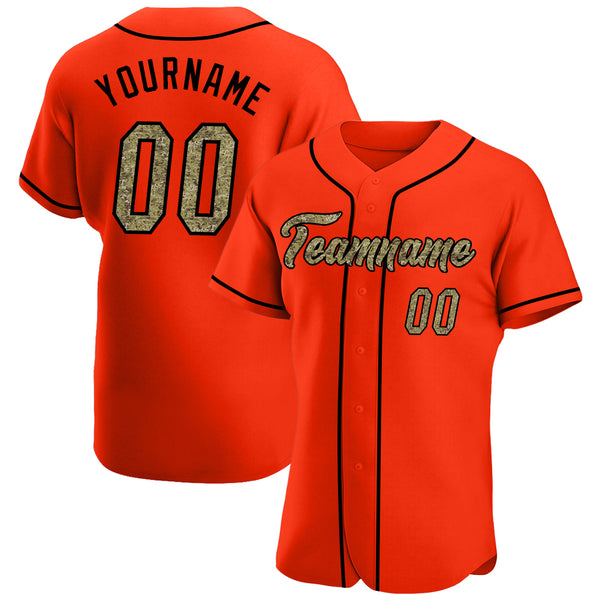 Custom US Navy Camo Style Black Orange Baseball Jerseys For Men