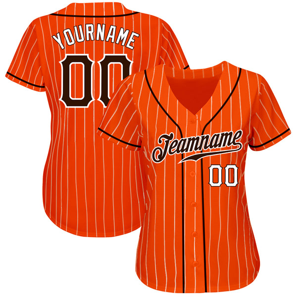 Custom Gold Brown Pinstripe Brown-White Authentic Baseball Jersey