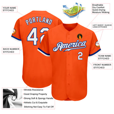 Custom Orange White-Royal Authentic Baseball Jersey