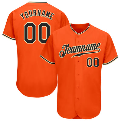 Custom Orange Black-City Cream Authentic Baseball Jersey