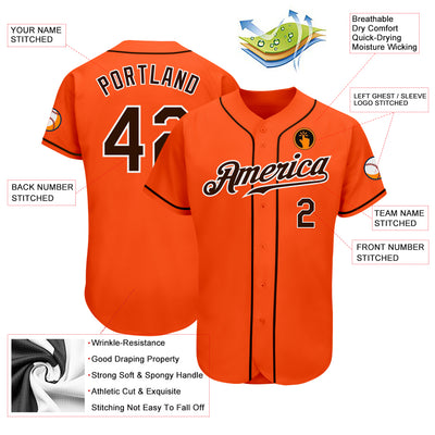 Custom Orange Brown-White Authentic Baseball Jersey