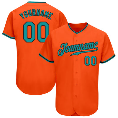 Custom Orange Teal-Black Authentic Baseball Jersey