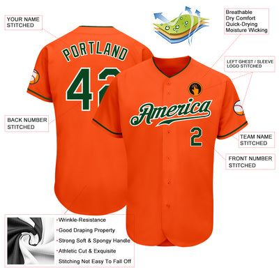 Custom Orange Green-White Authentic Baseball Jersey