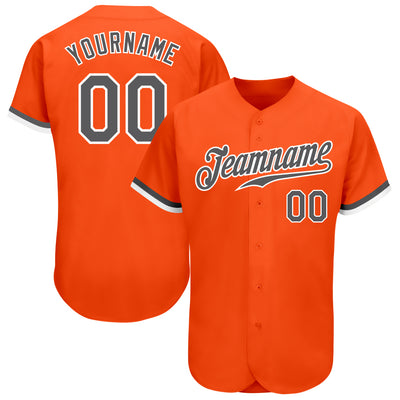 Custom Orange Steel Gray-White Authentic Baseball Jersey