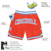 Custom Orange Light Blue-White Authentic Throwback Basketball Shorts