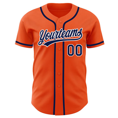 Custom Orange Navy-White Authentic Baseball Jersey